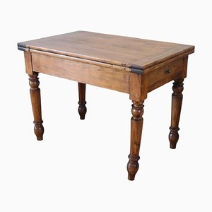 19th Century Italian Kitchen Table with Opening Top in Poplar Wood