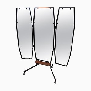 Miroir de Plancher Mid-Century à Trois Voies avec Éclairage