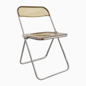 Vintage Folding Chair in Chrome & Smoked Acrylic Glass by Giancarlo Piretti for Castelli, 1970s