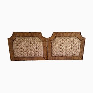 Vintage Single Headboards in Natural Fiber and Upholstery, Set of 2