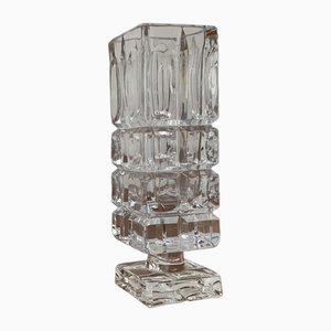 Vintage German Lead Crystal Glass Block Vase, 1970s