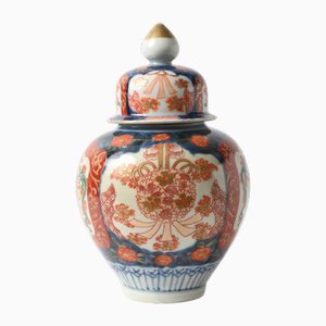 Antique Japanese Imari Porcelain Temple Jar Vase, 1890s