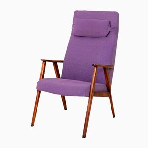 Scandinavian Armchair with Purple Fabric, 1960s