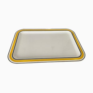 White Yellow and Grey Plastic Tray, France, 1970s