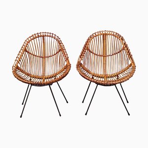 Rattan Armchairs attributed to Franco Albini, Italy, 1960s, Set of 2
