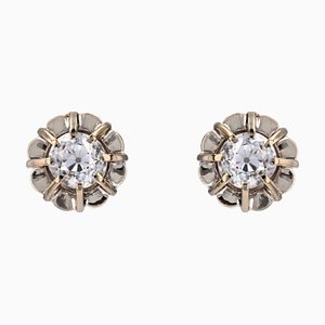 20th Century 1 Carat Cushion-Cut Diamonds and 18 Karat White Gold Stud Earrings, Set of 2