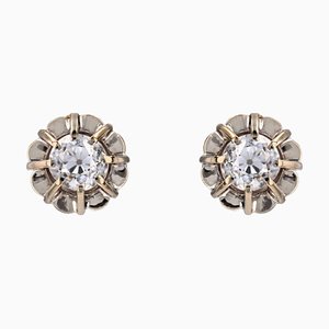 20th Century 1 Carat Cushion-Cut Diamonds and 18 Karat White Gold Stud Earrings, Set of 2