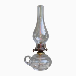 Vintage Glass Kerosene Oil Lamp, 20th Century