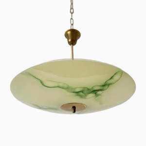 Large Art Deco Green Ceiling Lamp, Germany, 1950s