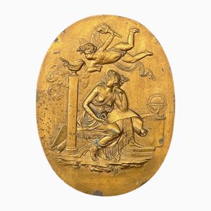 Bronzemedaillon mit weiblichem Motiv und Amor, 19. Jh.