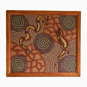Artista australiano, Composición escolar aborigen, Acrílico sobre lienzo