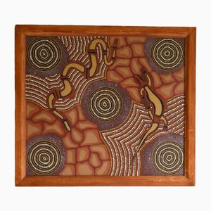 Artiste Australien, Composition de l'École Aborigène, Acrylique sur Toile