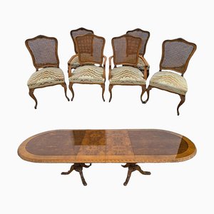 Extendable Walnut Dining Table and 6 Chairs by Mariano García, Set of 7