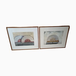 Carmen Grau, Fans, 1990s, Pastel Drawings, Framed, Set of 2