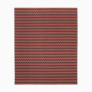 Tapis Dhurrie Kilim Fait Main Décoratif Marron/Rouge, 2000s