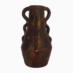 Ceramica in terracotta policroma con tre manici di Gaït, anni '60