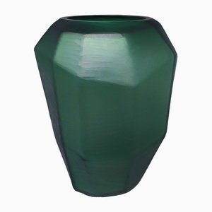 Green Polyedric Vase attributed to Dogi in Murano Glass, Italy, 1970s