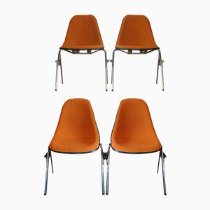Fiberglass and Hopsack Chairs by Charles & Ray Eames for Herman Miller, 1970s, Set of 4