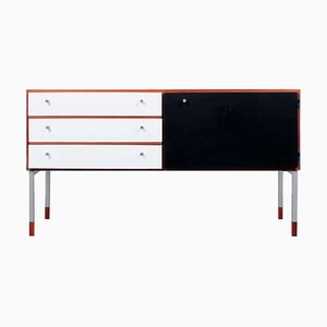 Small Black and White Teak Sideboard by Kho Liang Le & Wim Crouwel for Fristho, 1950s