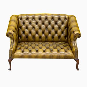 Italian Leather Chesterfield Green Two Seater Sofa.