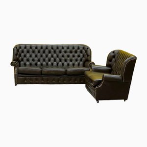 Divani Chesterfield a tre e due posti, set di 2