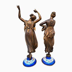 Después de Canova, bailarina y músico, siglo XIX, Esculturas de bronce. Juego de 2