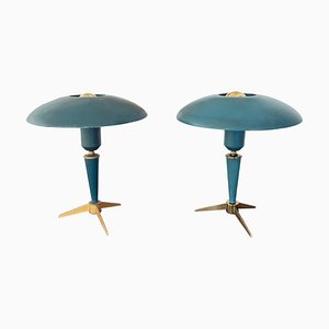 Mid-Century Blue Table Lamps by Louis C. Kalff for Philips, 1950s, Set of 2