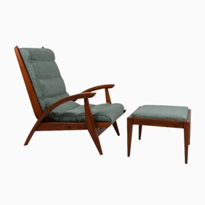 Modernist Armchair FS134 with Ottoman by Guy Besnard for Freespan, France, 1950s, Set of 2
