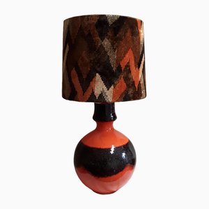 Lampe de Bureau Vintage avec Pied en Céramique Marron-Orange, Allemagne, 1970s