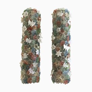 Apliques Mid-Century modernos de cristal de Murano coloreado de Seguso, años 70. Juego de 2