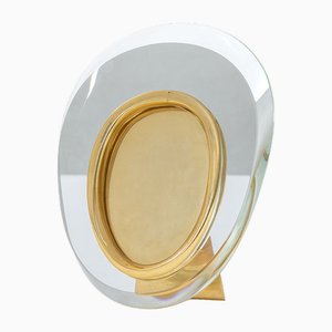 Oval Glass Picture Frame with Brass Support from Fontana Arte, 1950s