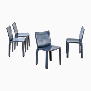 Blue Mod. Cab Desk Chairs by Mario Bellini for Cassina, 1977, Set of 4