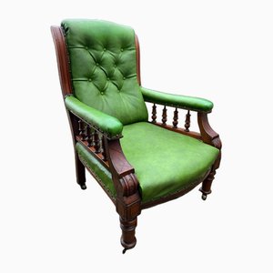Edwardian Library Reading Elbow Chair on Castors, 1890s
