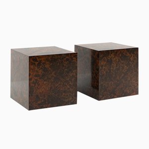 Burlwood Side Tables, 1970s, Set of 2