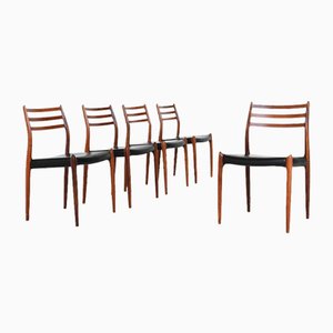 Model 78 Dining Chairs Rosewood by Niels Otto (N. O.) Møller for J.L. Møllers, Denmark ,1962, Set of 5