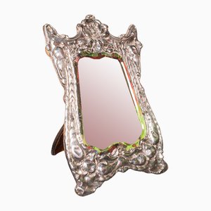 English Vanity Mirror in Sterling Silver & Glass, 1900s