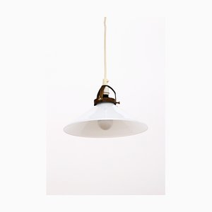 Lampada vintage in vetro bianco attribuita a Soholm, anni '70