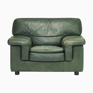 Roche Bobois Lounge Armchair in Original Green Patinated Leather 1970
