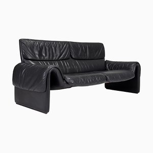 DS2011 Black Leather Sofa from de Sede, Switzerland, 1980s