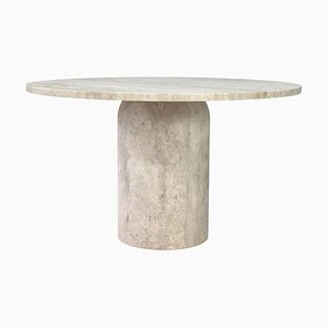 Exquisite Round Travertine Dining Table in the style of Up & Up and Mangiarotti, 2023