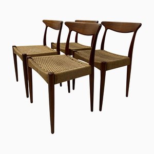 Danish Paper Cord Dining Chairs by Arne Hovmand Olsen, 1960s, Set of 4