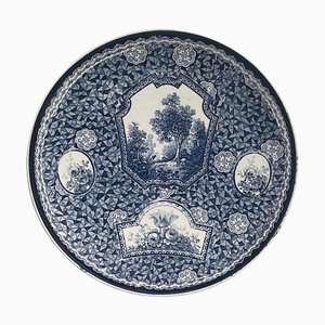 Assiette Bleue et Blanche par Franz Anton Mehlem, 1890s