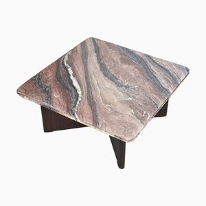 Coffee Table in Expressive Marble and Oak, 1970s
