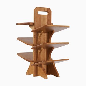 Mid-Century Magazine Stand in Oak by Guillerme Et Chambron, 1960s