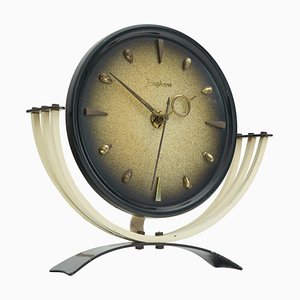 Mid-Century Table Clock in Metal and Brass from Junghans, 1950s