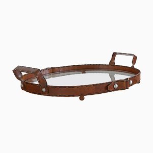 Belt-Like Serving Tray in Metal and Glass, 1980s