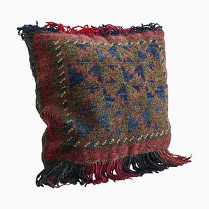 Hand Woven Middle Eastern Cushion with Geometrical Decor, 1930s