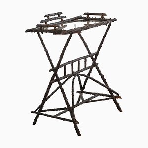 Frühes 20. Jh. Serviertisch aus Tee mit Rauchglasplatte aus Holz, 1910er