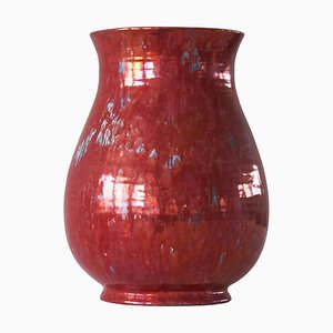 Large Dutch Metallic Red Glazed Vase attributed by De Porceleyne Fles Delft, 1900s
