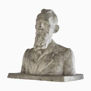 Nelly Pourbaix, Bust of a Bearded Man, 1940s, Plaster